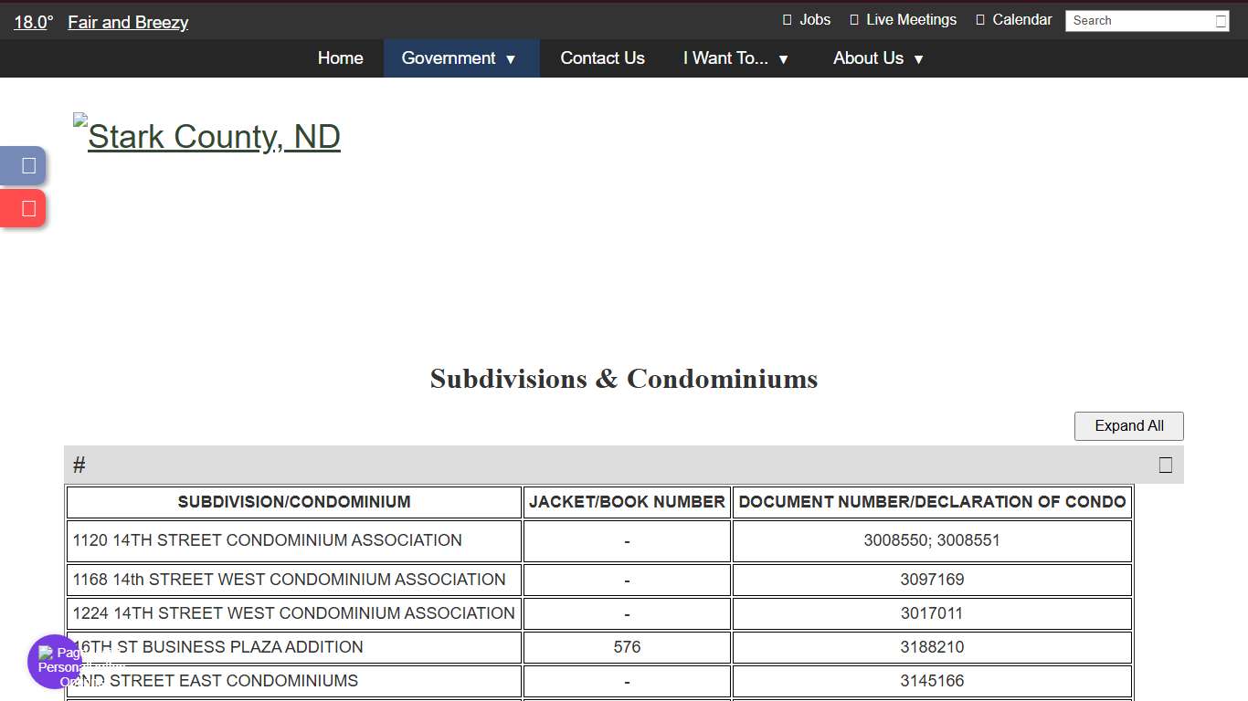 Subdivision List - Stark County, ND