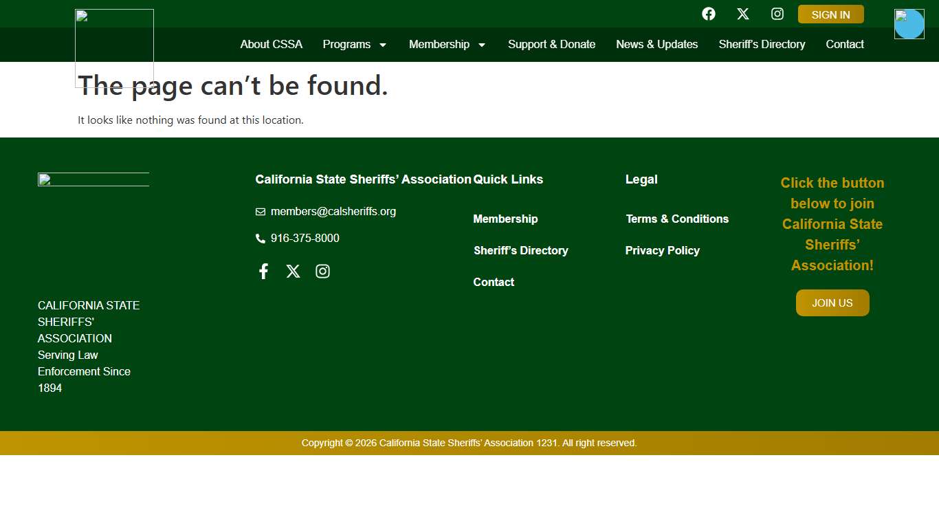 Page Not Found - California State Sheriffs' Association