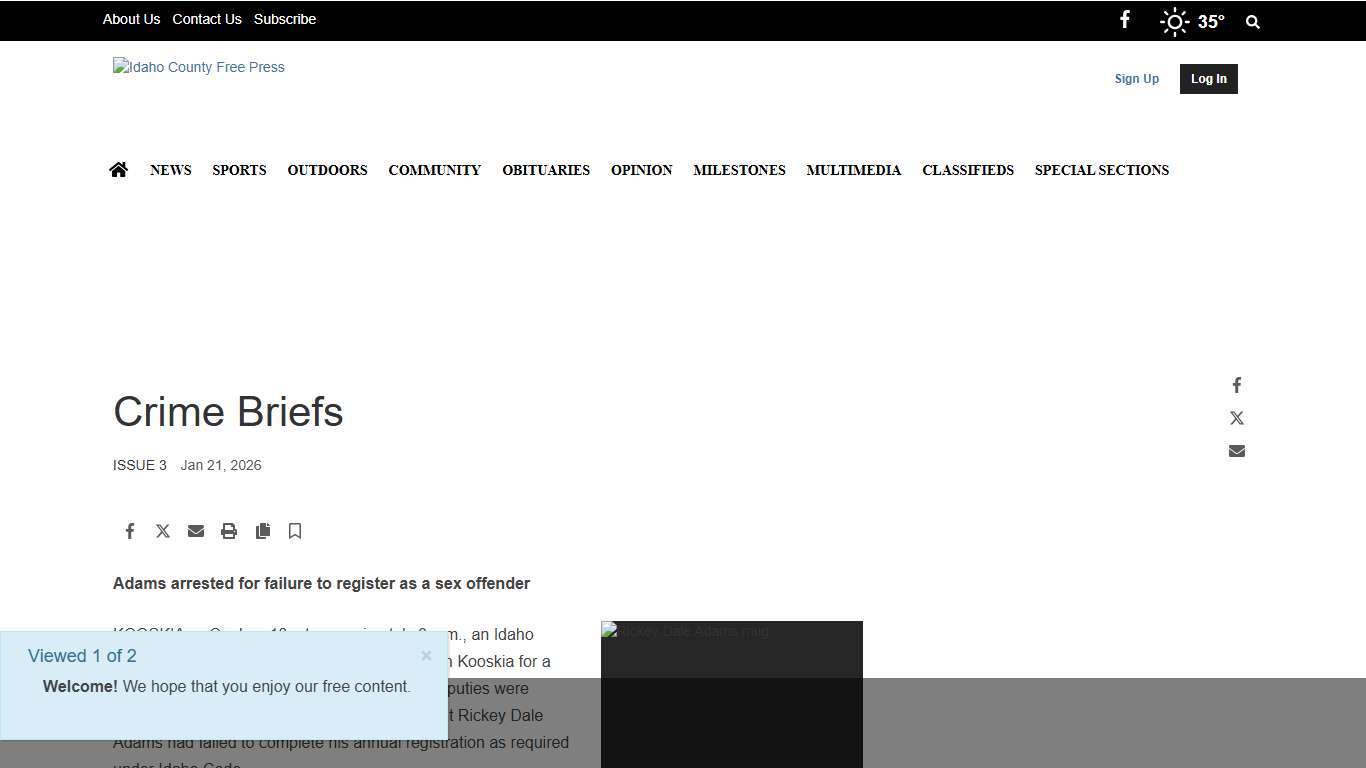 Crime Briefs News idahocountyfreepress.com